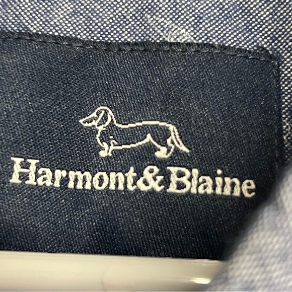 Boys Harmont & Blaine Navy Casual Button Down Shirt School Print A Ruler - Picture 5 of 6